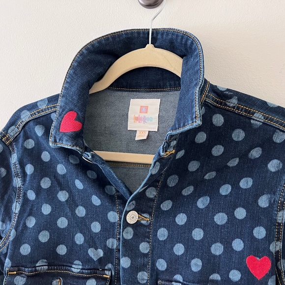 NWT Lularoe Kenny Polkadot Denim  Jacket XXS - Picture 1 of 4